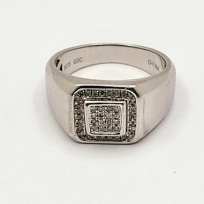 Men's Diamond Ring In 925 Silver Size 9.5
