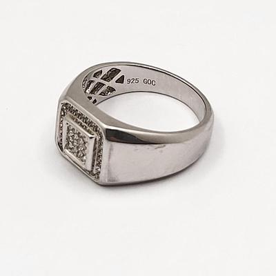 Men's Diamond Ring In 925 Silver Size 9.5