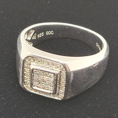 Men's Diamond Ring In 925 Silver Size 9.5