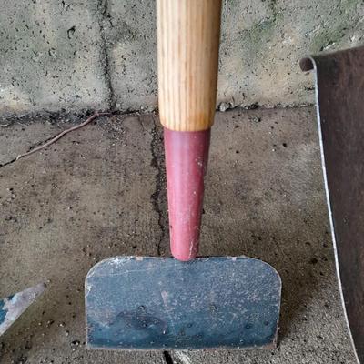 4 farm & Garden tools - Winged Weeder - Scraper tool = Irrigation shovel and steel headed rake