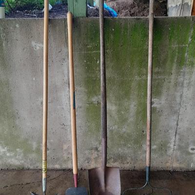4 farm & Garden tools - Winged Weeder - Scraper tool = Irrigation shovel and steel headed rake