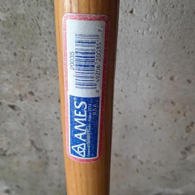 Nice Ames hay fork / pitchfork and a short handled flat edge shovel