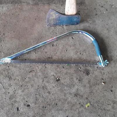 Woodings - Verona Hickory Handled Axe - Sledge Hammer and a nice True Temper bow saw
