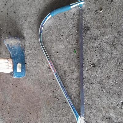 Woodings - Verona Hickory Handled Axe - Sledge Hammer and a nice True Temper bow saw