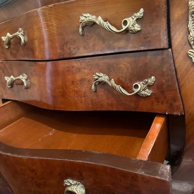 French Louis XV Style Three Drawer Side Table/Nightstand