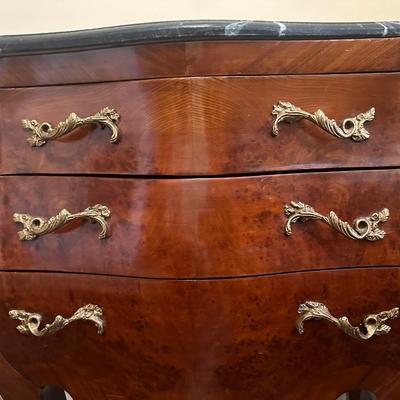 French Louis XV Style Three Drawer Side Table/Nightstand