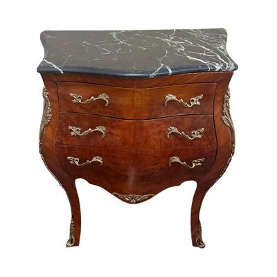 French Louis XV Style Three Drawer Side Table/Nightstand