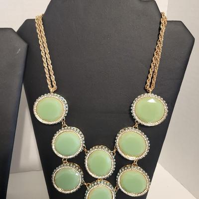 LOVISA NECKLACE AND EARRING SET PLUS CHUNKY GREEN NECKLACE