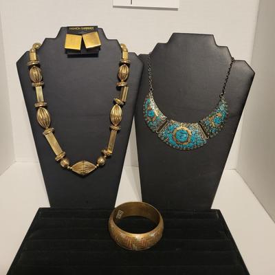 BRASS NECKLACES EARRINGS AND BRACELET