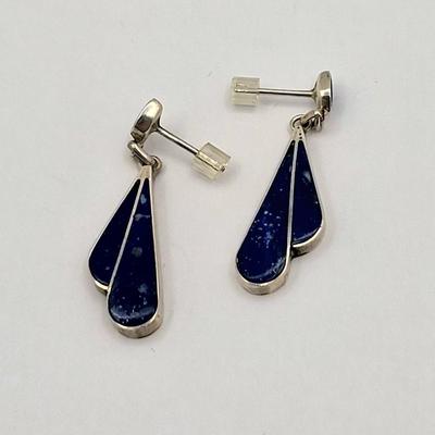 Exceptional Sterling Silver Lapis Lazuli Necklace & Earrings 64gr $450+ Value