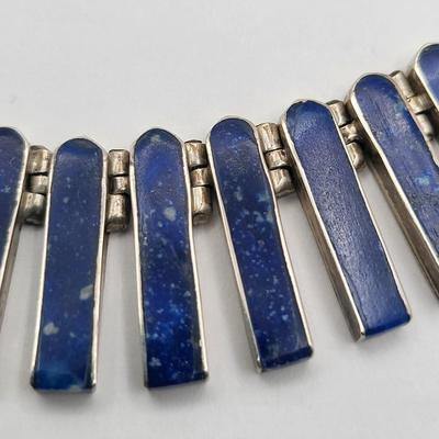 Exceptional Sterling Silver Lapis Lazuli Necklace & Earrings 64gr $450+ Value