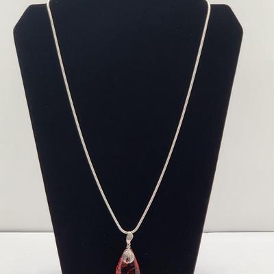 Teardrop Baltic Amber Pendant on Sterling Chain 20.4gr