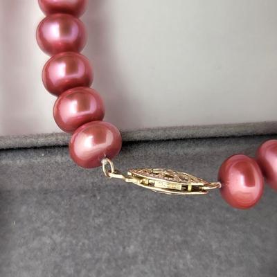 Pink Cultured Pearl Necklace & Bracelet