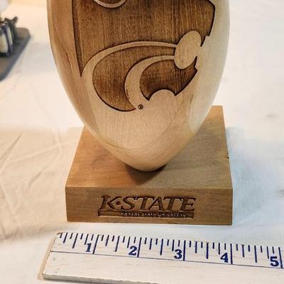 Lot of Kansas State Wildcats sport memorabilia with Wood Football Laser Engraved Bowling Pin Grid Works