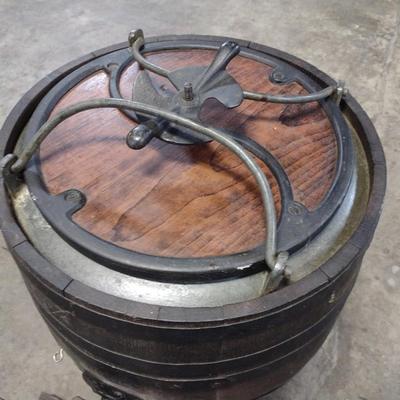 Antique Hand Crank Oak and Iron Butter Churn Barrel