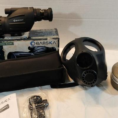 IS Mil Gas Mark with Filter and Barska Colorado 15-40x 50 Straight Spotting Scope, Black, w/ Tripod NEW!