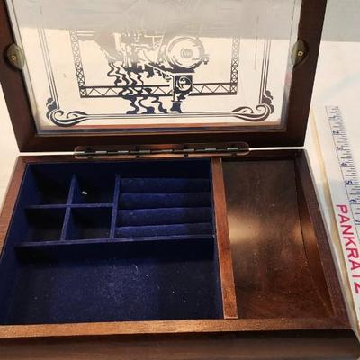 Railroad Lot Frisco Art work, Glass Etched Jewelry Box