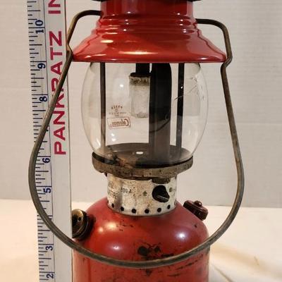 Coleman 1961 Lantern Red 200A with Pyrex Globe Camping
