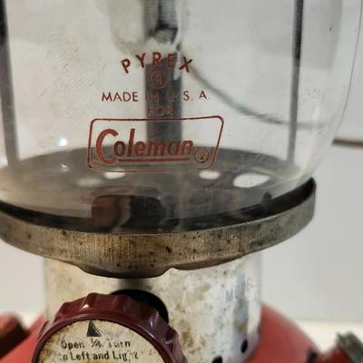 Coleman 1961 Lantern Red 200A with Pyrex Globe Camping