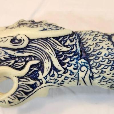 Dragon Head Handle Japanese Samurai Swords Blue With Gold Accents Pakistan