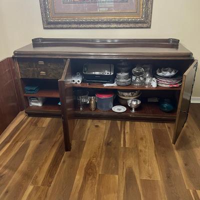 Vtg Oak & Mahogany Inlaid Buffet / Sideboard ~ WWII Era ~ Germany