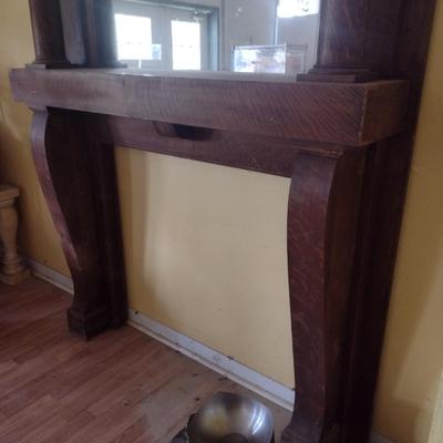 Vintage Oak Veneer Double Shelf Fireplace Mantle