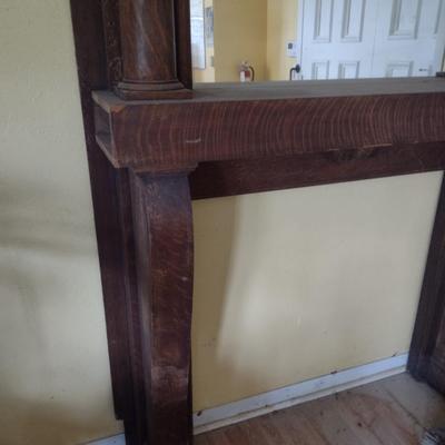 Vintage Oak Veneer Double Shelf Fireplace Mantle