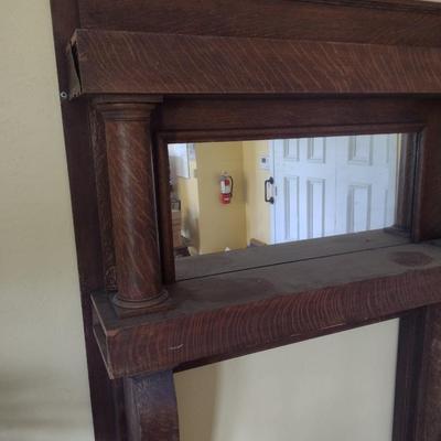 Vintage Oak Veneer Double Shelf Fireplace Mantle