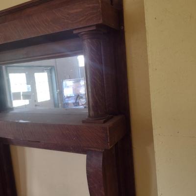 Vintage Oak Veneer Double Shelf Fireplace Mantle