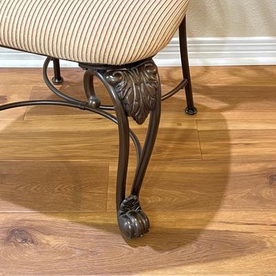 ASHLEY ~ Brown Metal / Mahogany Wood Table With Glass Top ~ *Read Details