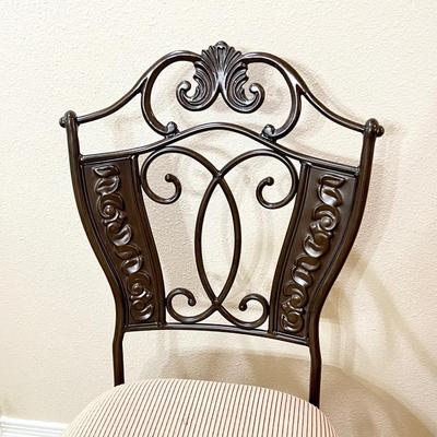 ASHLEY ~ Brown Metal / Mahogany Wood Table With Glass Top ~ *Read Details