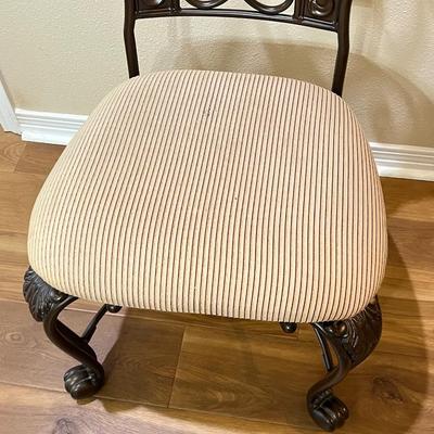 ASHLEY ~ Brown Metal / Mahogany Wood Table With Glass Top ~ *Read Details