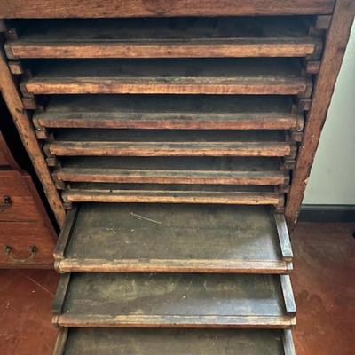 Antique Printer's Cabinet