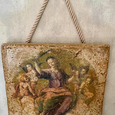 Set of 4 Hanging Roman-Style Color prints on Cork, made to look like Stone