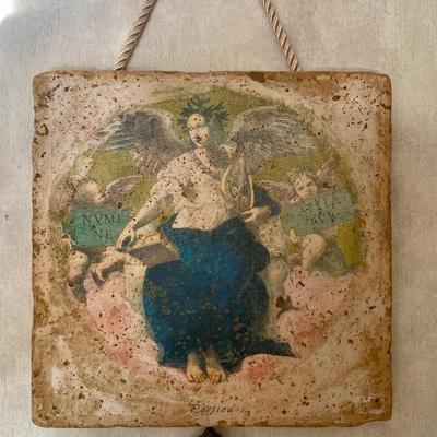 Set of 4 Hanging Roman-Style Color prints on Cork, made to look like Stone