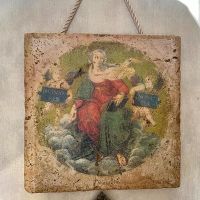 Set of 4 Hanging Roman-Style Color prints on Cork, made to look like Stone