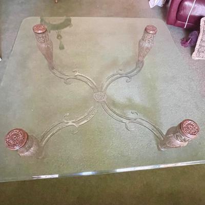 Large Square Glass Topped Coffee Table