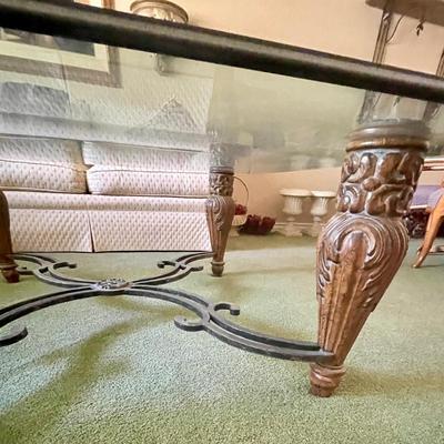 Large Square Glass Topped Coffee Table