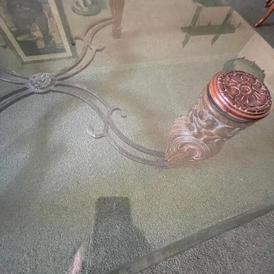 Large Square Glass Topped Coffee Table