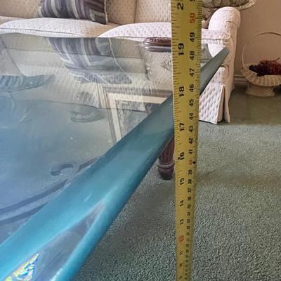Large Square Glass Topped Coffee Table