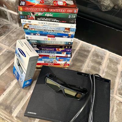 Lot Blue Ray Discs and a Samsung Blueray Player and 2 pair of 3D glasses