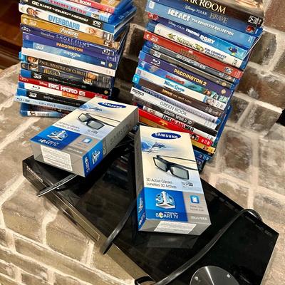 Lot of Blue Ray Discs and a Samsung BlueRay Player with 2 pair of 3D glasses