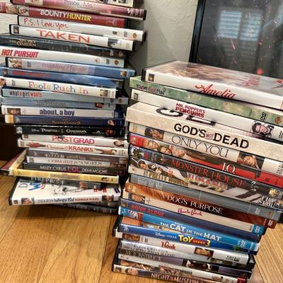 Lot of DVDs (all included in photos), a framed Harry Potter poster and 2 pair of 3D glasses