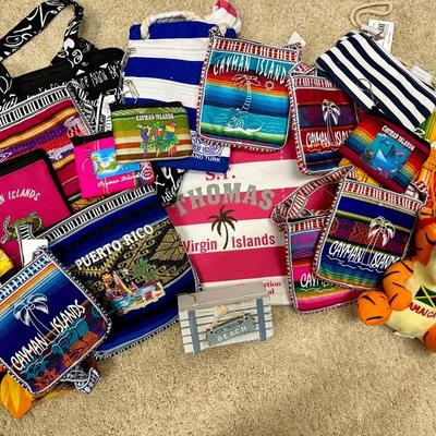 Lot of bright colored Travel bags and purses for Adults and Kids