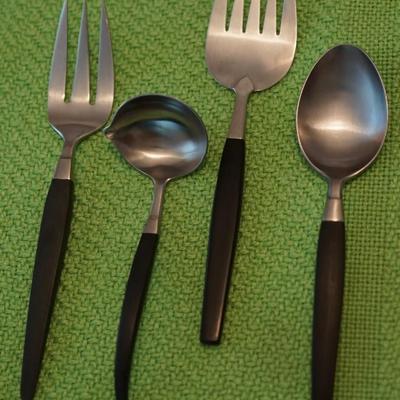 1960's NILS JOHAN SWEDENFLATWARE SET FOR EIGHT PLUS SERVING PIECES 44 PIECE SET