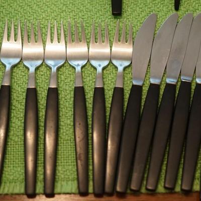 1960's NILS JOHAN SWEDENFLATWARE SET FOR EIGHT PLUS SERVING PIECES 44 PIECE SET