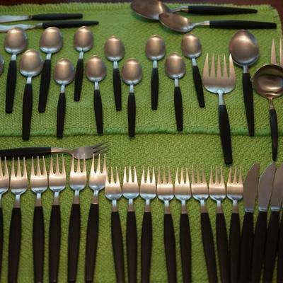 1960's NILS JOHAN SWEDENFLATWARE SET FOR EIGHT PLUS SERVING PIECES 44 PIECE SET