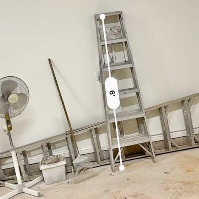 2 ladders, 6 and 8 ft. a. fan and some tools. Everything in photos