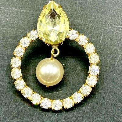 Gold Tone and Rhinestone/Pearl Clip on Earrings