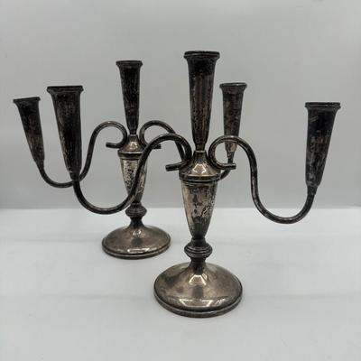 Vintage Hamilton Sterling Weighted Candelabra Pair